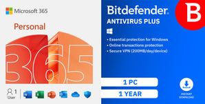 Microsoft 365 Personal w/Bitdefender AntiVirus Plus for Mac (1 Yr Sub)
