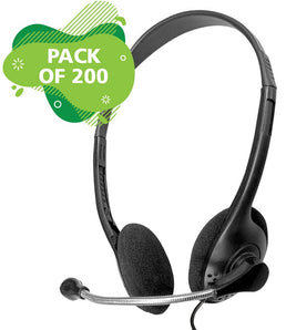 HamiltonBuhl Multi-Pack of 200 Personal Headsets with Steel-Reinforced Mic, TRRS Plug & Foam Ear Cushions