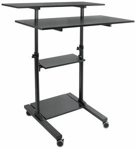 Mount-It! Height Adjustable Rolling Stand up Desk with FREE Wireless Keyboard & Mouse Combo